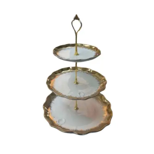 Présentoir, Bol de fruits en porcelaine, Assiette à dessert trois (3) étages