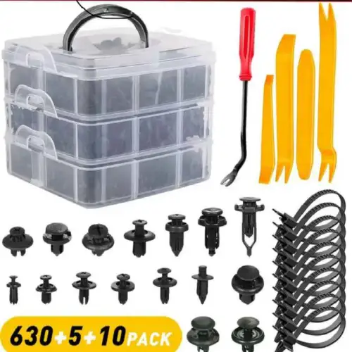 Kit de 630pcs, 16 tailles, Kit d'attaches mixtes en plastique pour voiture complet