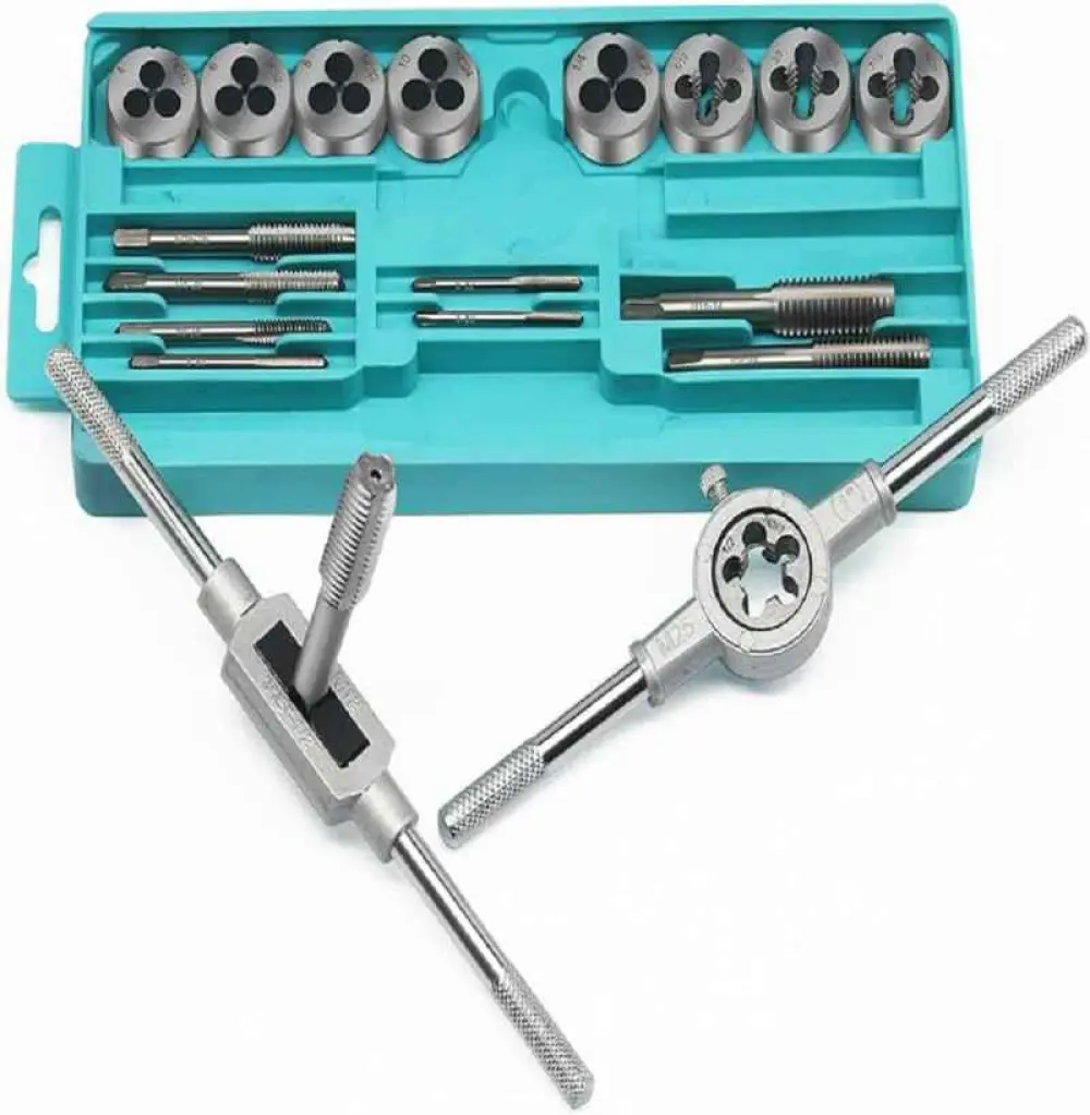 Ensemble de clé à tarauds et filières, outils de filetage enveloppés, outils de taraudage à main 20 pcs