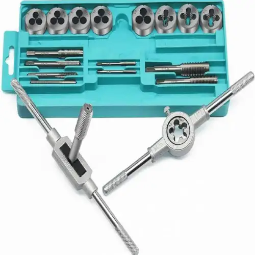 Ensemble de clé à tarauds et filières, outils de filetage enveloppés, outils de taraudage à main 20 pcs