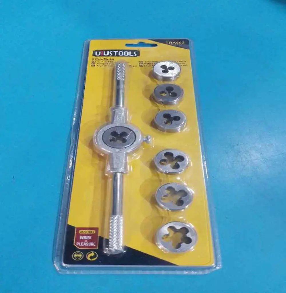 Ensemble de clé à tarauds et filières, outils de filetage enveloppés, outils de taraudage à main 8 pcs TRA802 UYUSTOOLS