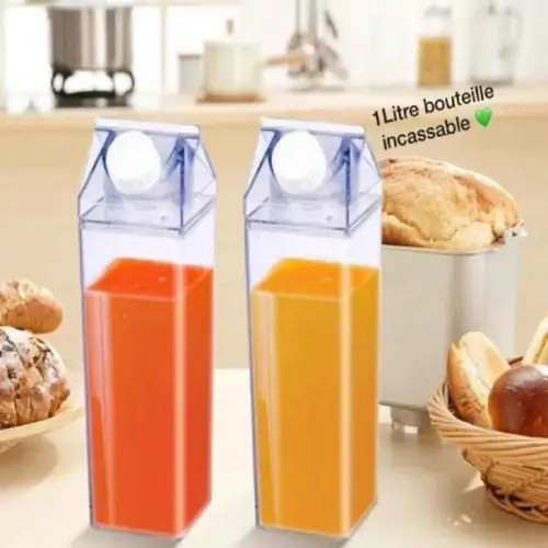 Bouteille de boisson en plastique incassable transparent 1L X 1pcs
