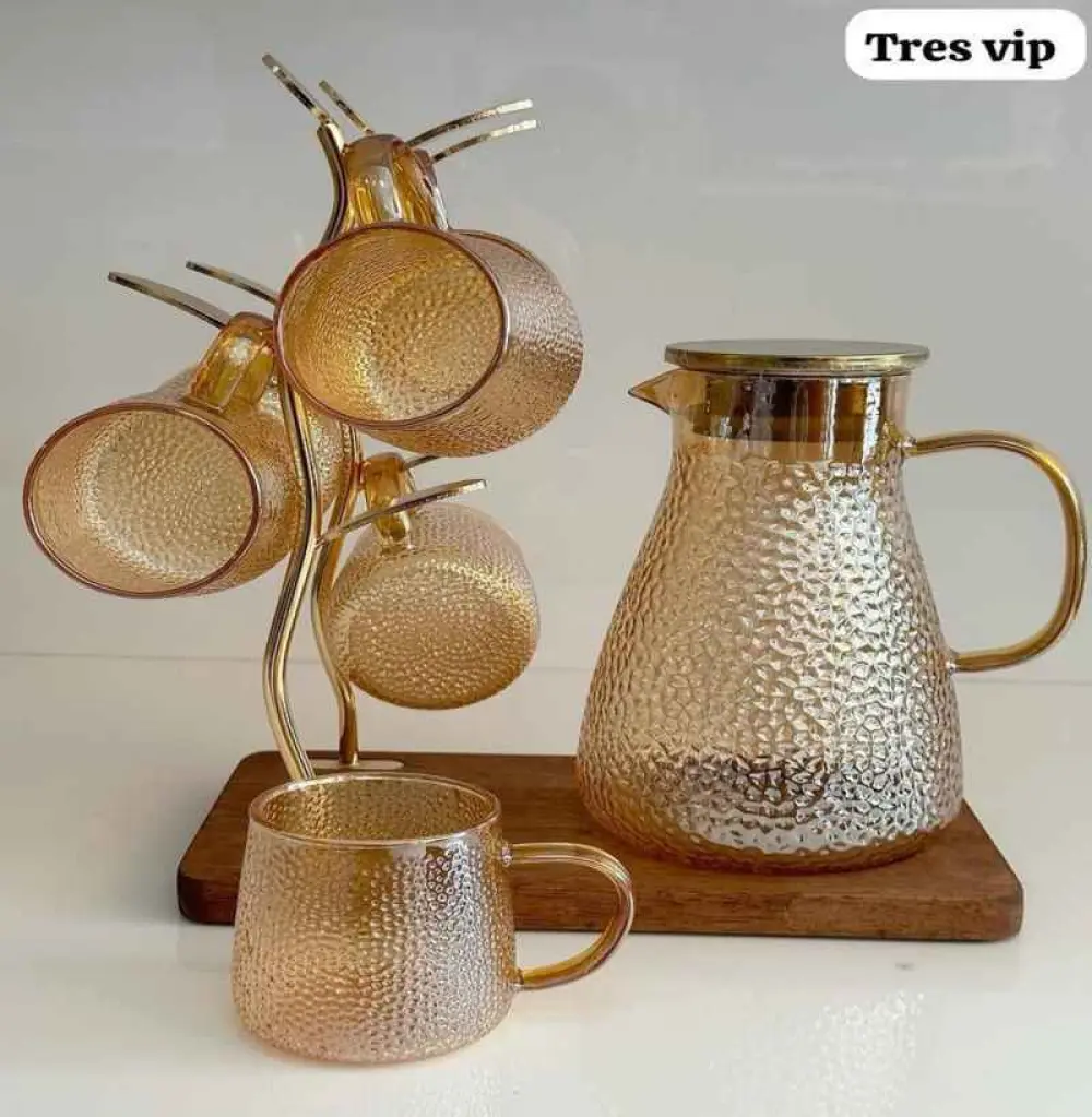 Plateau de service carafe et verres de haute qualité