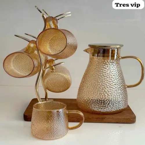Plateau de service carafe et verres de haute qualité