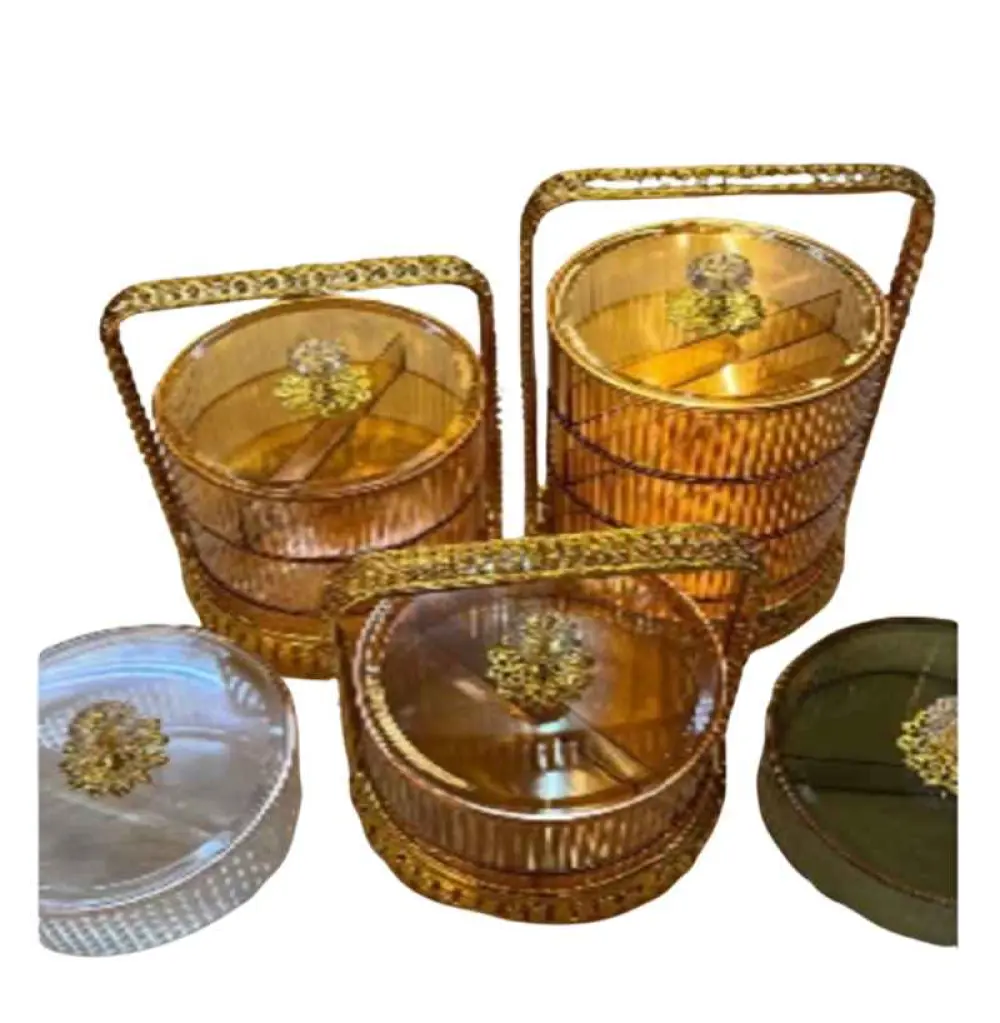 Plateau Pot en verre décoratif de rangement 3pcs