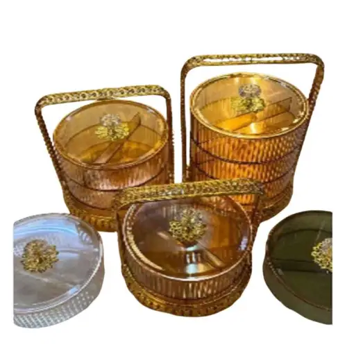 Plateau Pot en verre décoratif de rangement 3pcs