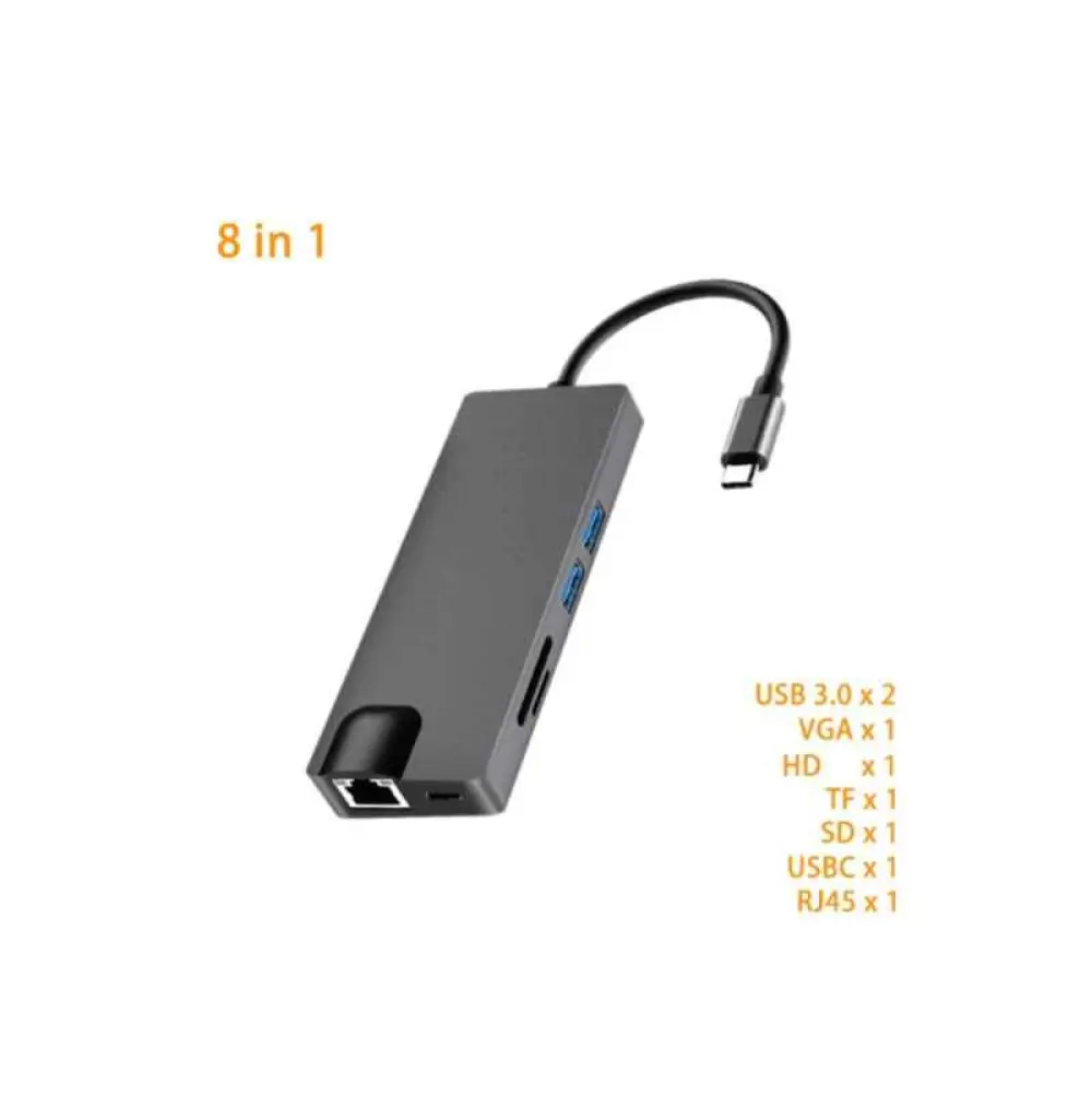 Adaptateur RSCAR RS-TCHD8IN1 ORIGINAL (TYPE-C TO HDTV 8IN1) RJ45