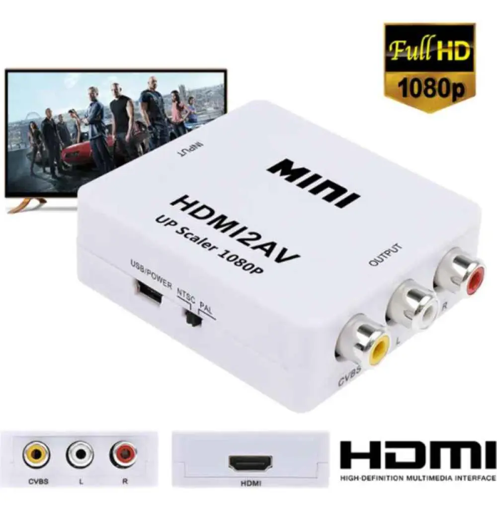 Adaptateur Mini HDMI2AV UP Scaler 1080P HD Video Converter RS-HDAVSVID