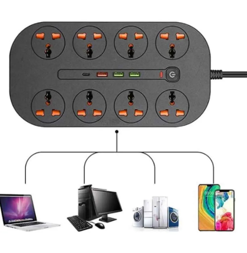Rallonge ANTISTATIQUE 8 PRISES+3USB+1PD