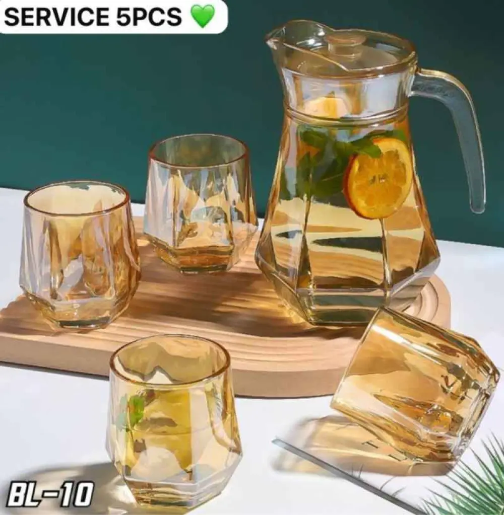 Ensemble de Service Élégant en Verre - 5 Pièces