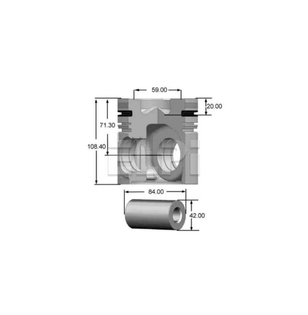 LP1813214 STD, PISTON RENAULT MIDLUM 102MM 3 RING, (D42E)