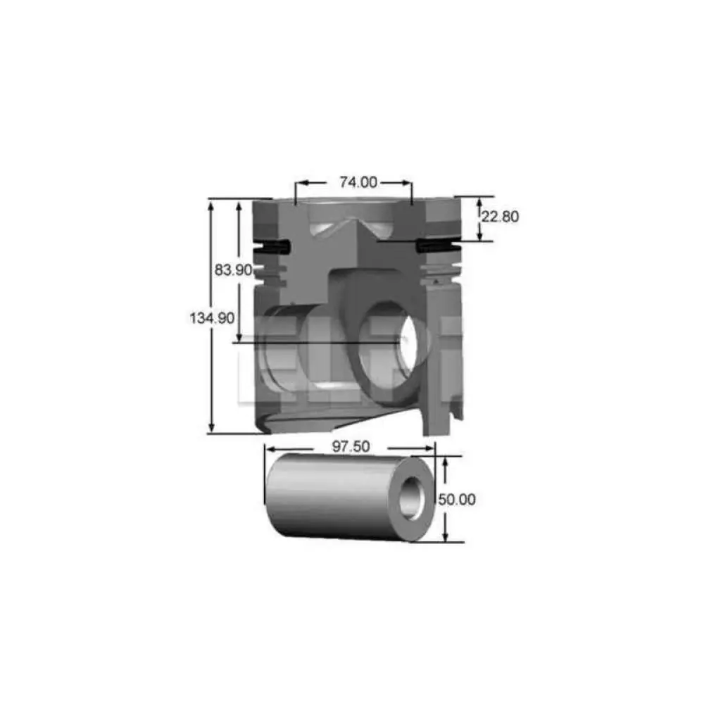 LP181 3221 STD PISTON ET GOUPILLE RENAULT TRACER  TURBO de  Ø120,00 mm avec 3 anneaux, (D41L)