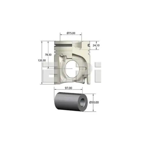 LP181 3223 STD PISTON ET GOUPILLE RENAULT KERAX 385  PREMIUM de Ø123,00 mm avec3 anneaux, (D41K)
