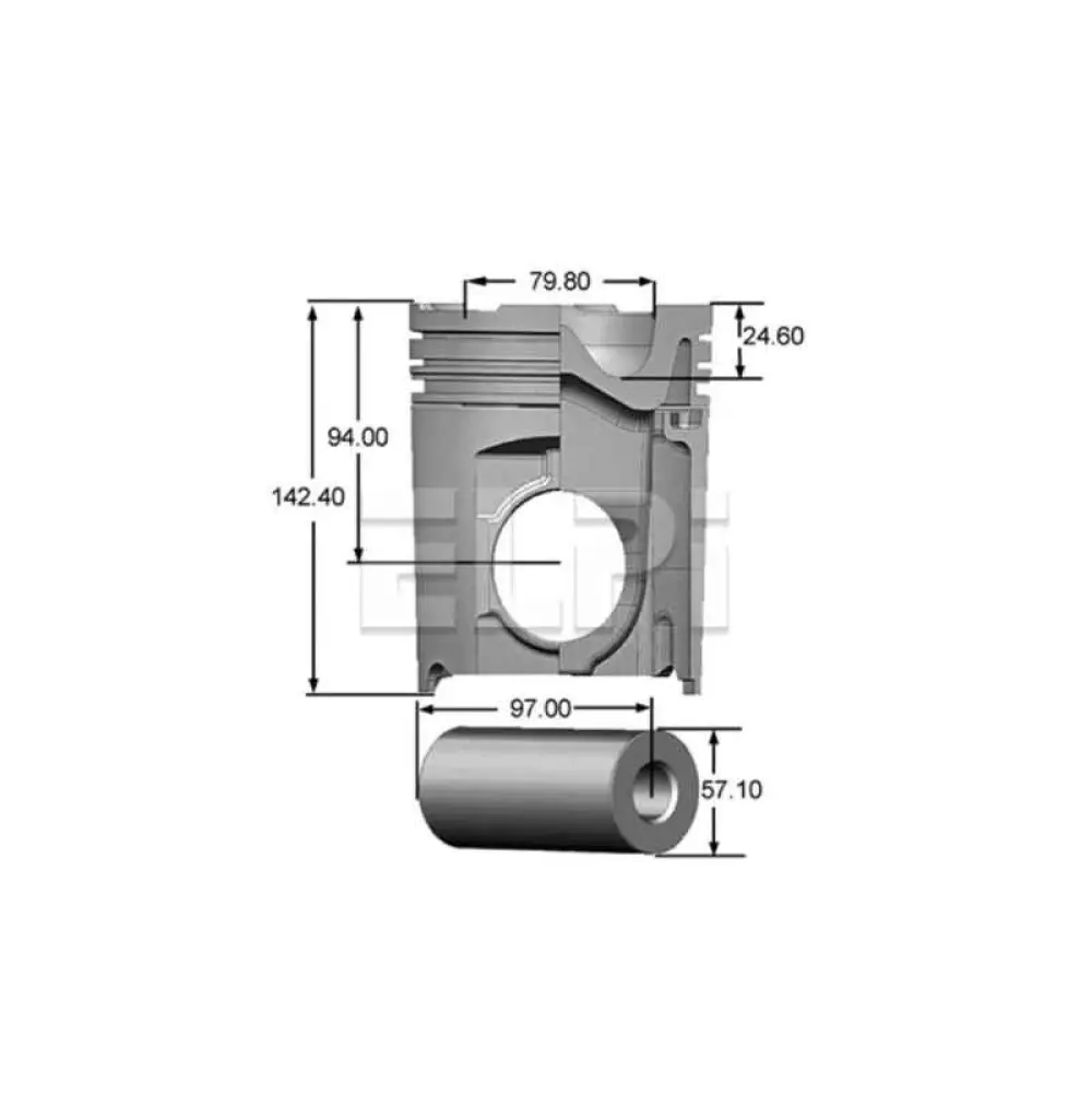 LP181 2725 STD COURONNE ET JUPE MACK E7 de Ø123,85 mm avec 3 anneaux (D41I)