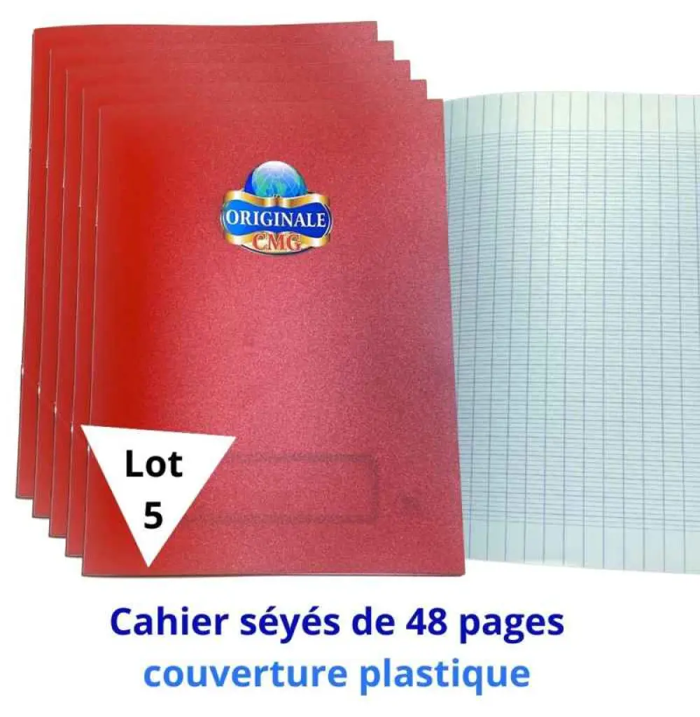 5 Cahiers de 48 pages avec couverture plastique