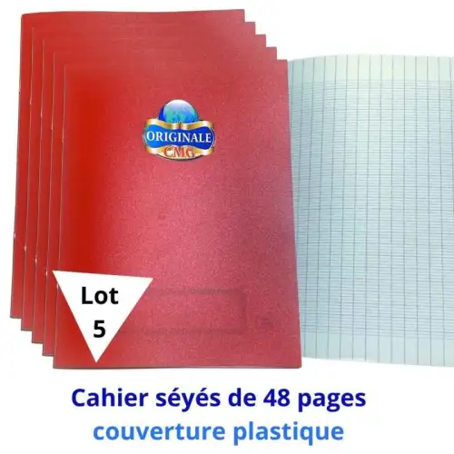 5 Cahiers de 48 pages avec couverture plastique