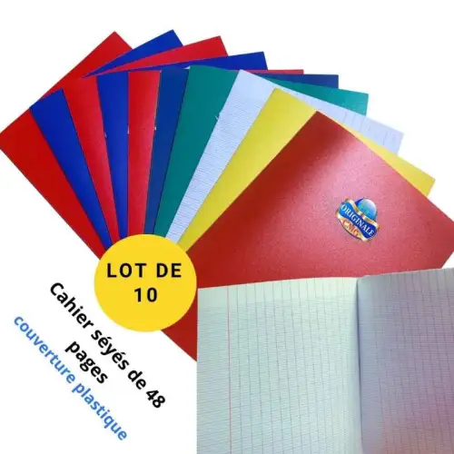 10 Cahiers de 48 pages seyes avec couverture plastique