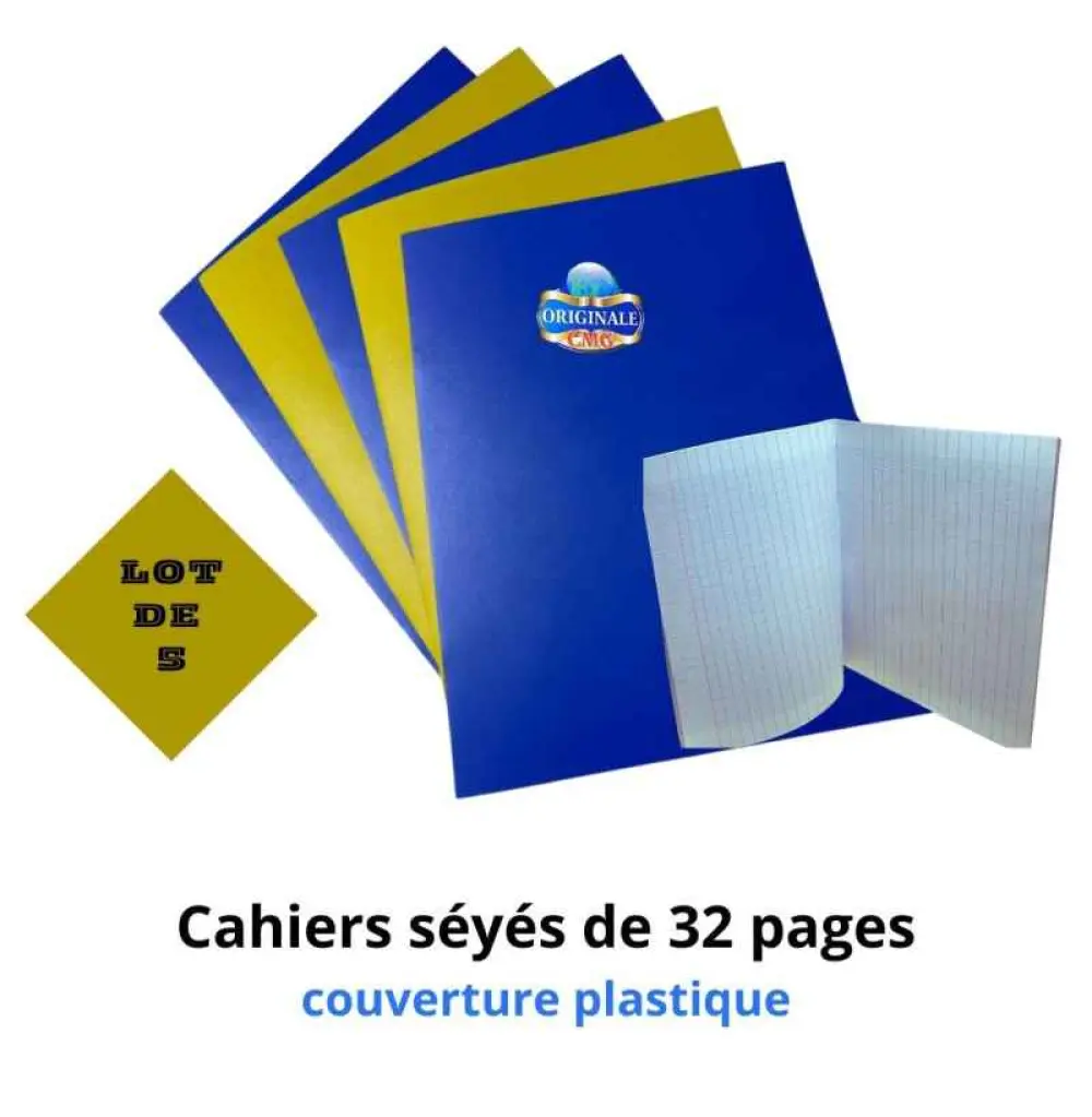 5 Cahiers de 32 pages seyes avec couverture plastique