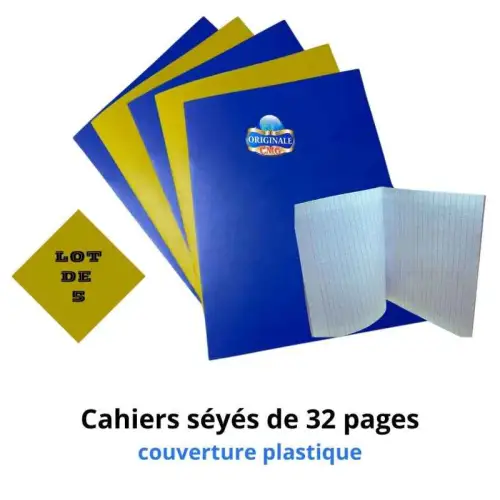 5 Cahiers de 32 pages seyes avec couverture plastique