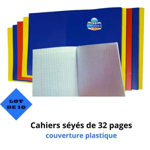 10 Cahiers de 32 pages seyes avec couverture plastique