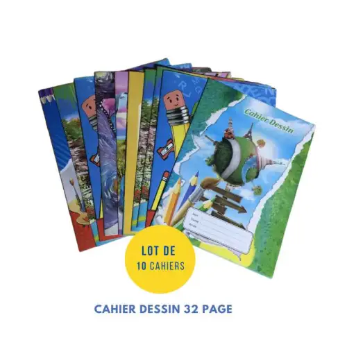 Lot de 10 cahiers dessin 32 PAGES, 16 SHEETS FORMAT 16.5 x 21.5 cm