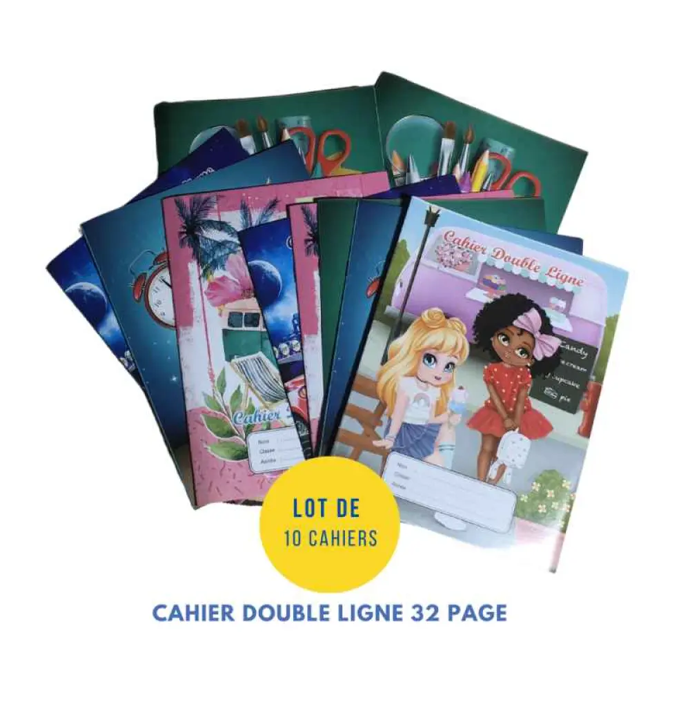 Lot de 10 Cahiers Double Ligne 32 PAGES