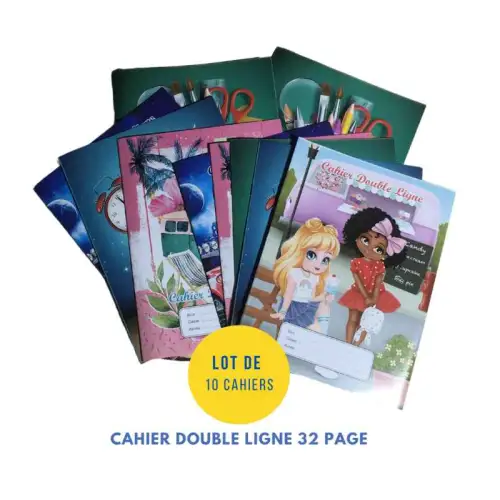 Lot de 10 Cahiers Double Ligne 32 PAGES