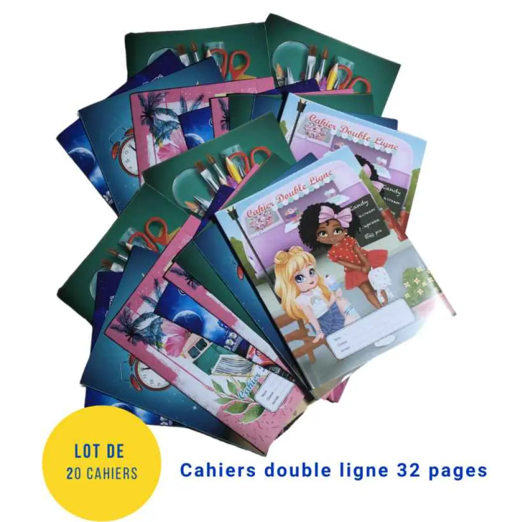 Lot de 20 Cahiers Double Ligne 32 PAGES