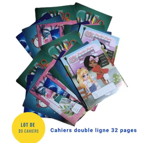 Lot de 20 Cahiers Double Ligne 32 PAGES
