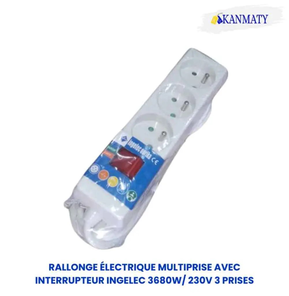 Rallonge électrique multiprise avec interrupteur ingelec 3680W/ 230V 3 prises