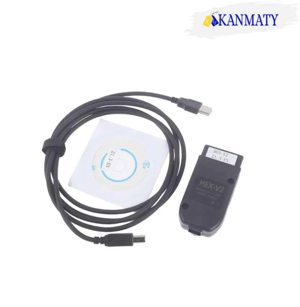 Câble de diagnostic automobile, Hex-V2/ B03-V2/ 21.3-EN+DE prend en charge les systèmes Windows 7/XP/10 et est compatible avec Volkswagen, Audi, Seat et Skoda