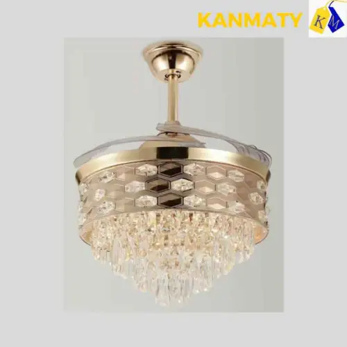 Lustre à ventilateur avec crystal suspendu