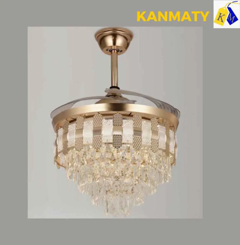 Lustre à ventilateur avec crystal suspendu