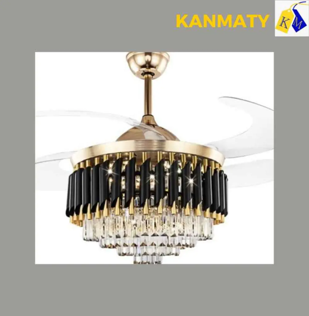 Lustre à ventilateur avec crystal suspendu
