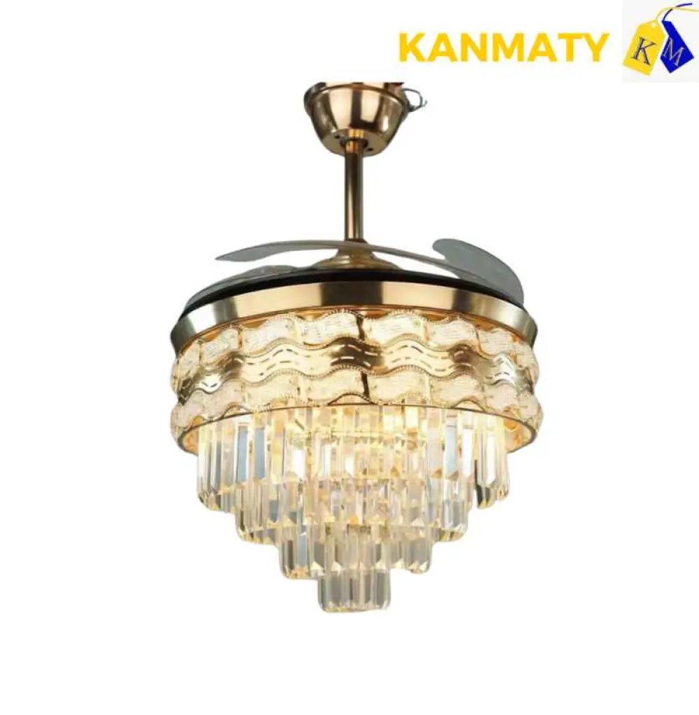 Lustre à ventilateur avec crystal suspendu