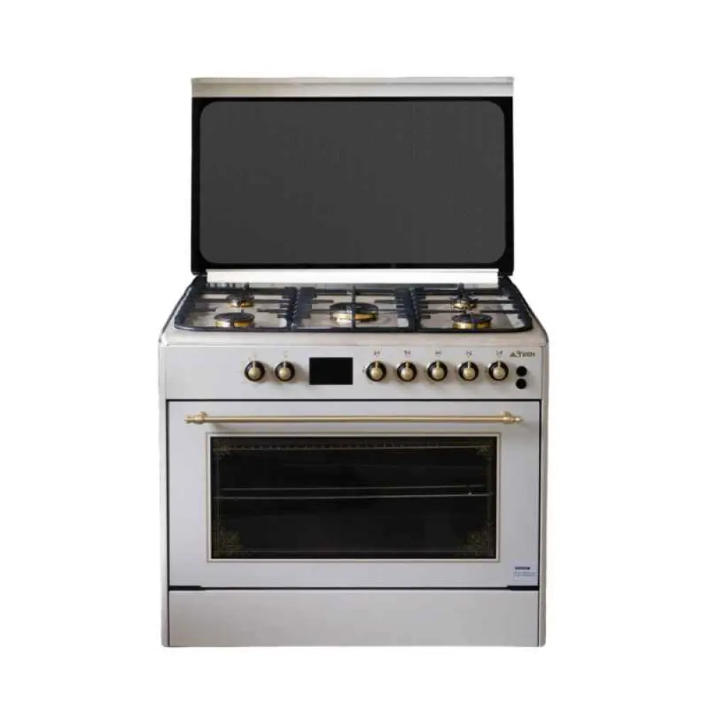 CUISINIERE ASTECH CK90ART 5FEUX GAZ FULL OPTION INOX GOLD, CUIAST9090AR