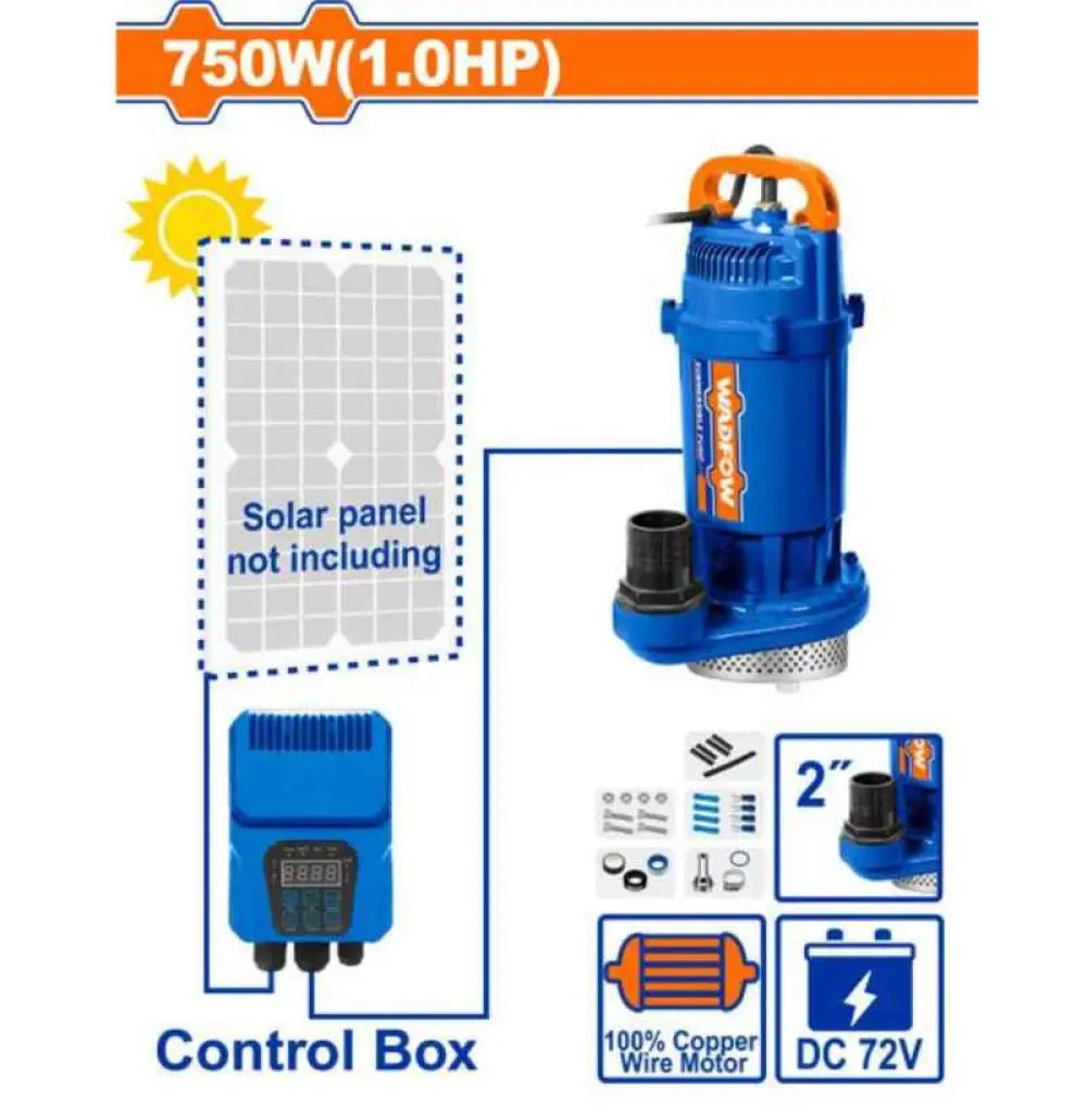 WWPQDC03 Pompe solaire submersible, 750W (1.0HP), 72V