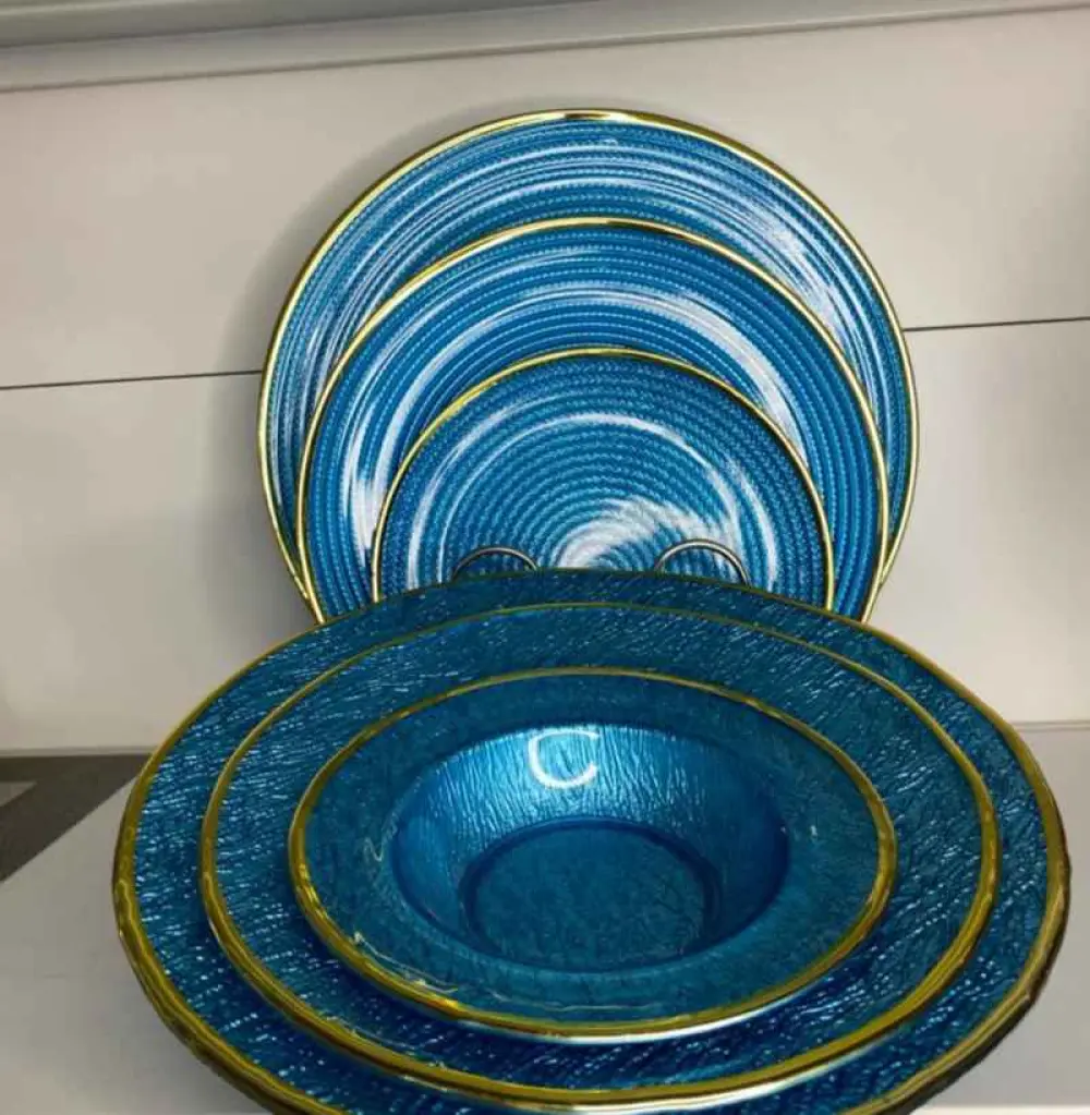 Ensemble de 6PCS à un service de vaisselle en céramique ou en verre, 3 Bols +3 Assiettes