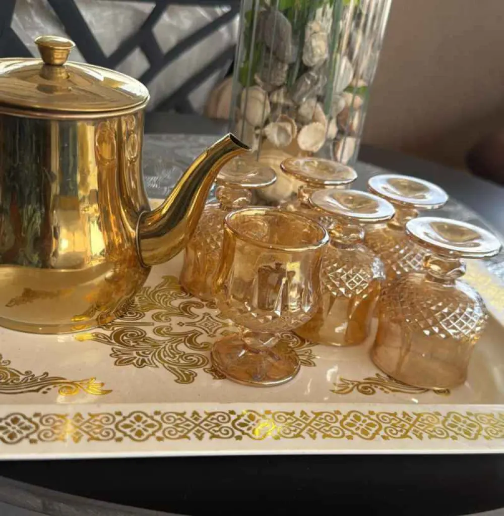 Ensemble tiéiére 7PCS à un service à thé marocain traditionnel