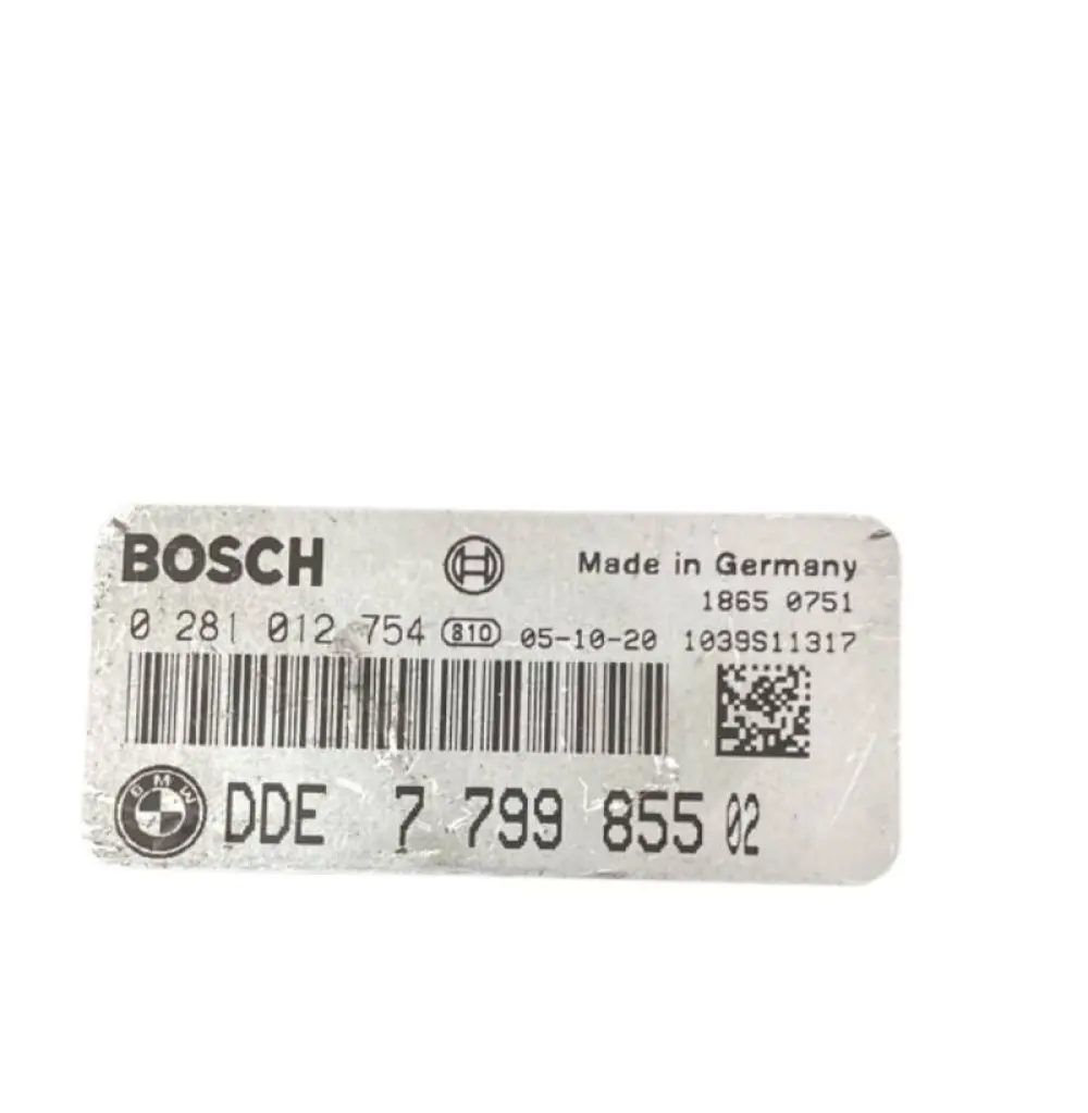 CALCULATEUR MOTEUR BMW E87 120 2.0 DIESEL BOSCH 0281012754, 0 281 012 754, DDE 7799855 02, DDE7799855, 7 799 855 02, 1039S11317