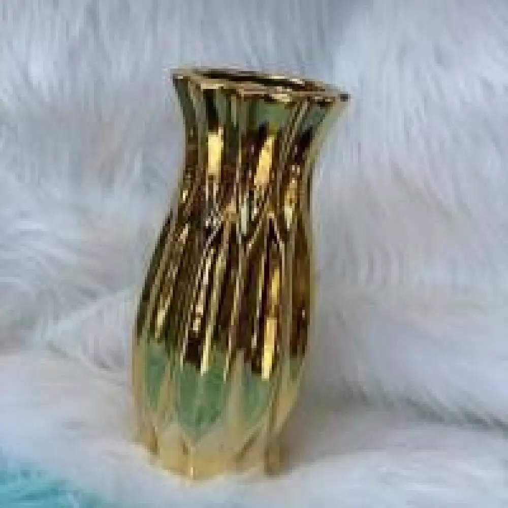 Vase de table en acier inoxydable dorée, technologie de décoration moderne, pot de fleurs en métal