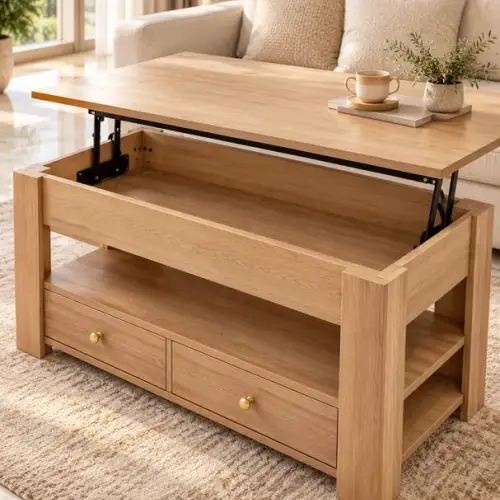 TABLE BASSE RELEVABLE AVEC 2TIROIRS110.5*55.5*14.7 CM QYBG076