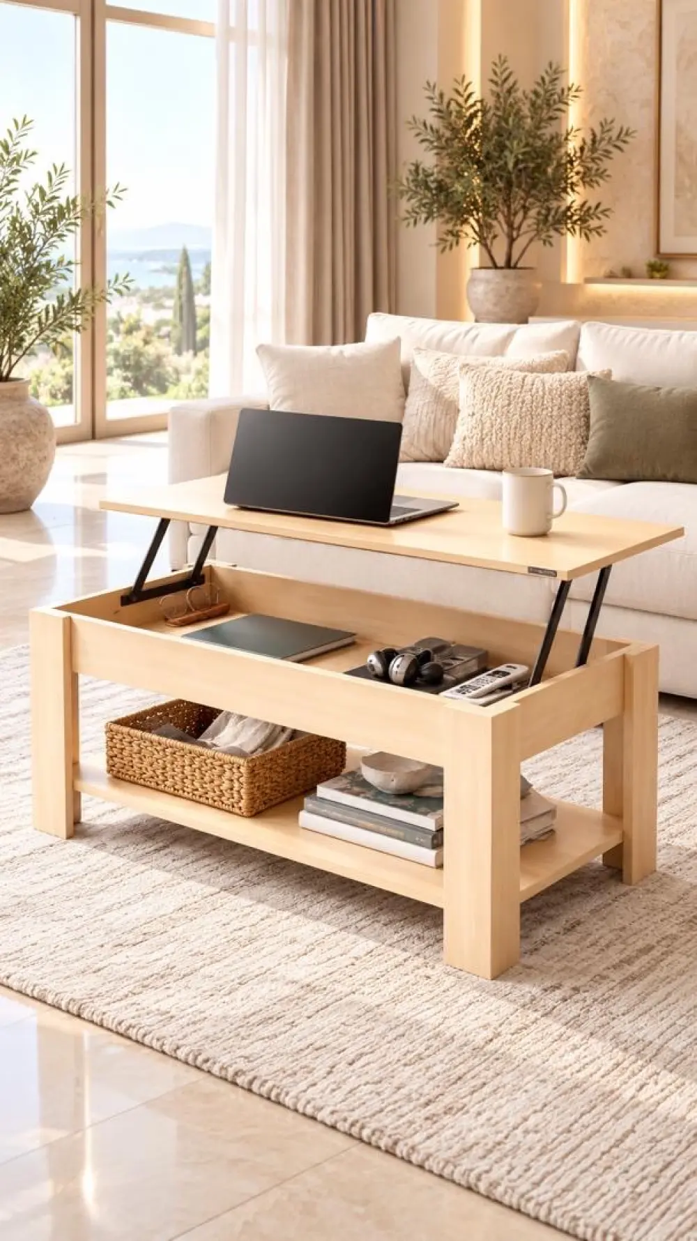 TABLE BASSE RELEVABLE SANS TIROIRS106*54.5*11.5 CM QYBG075