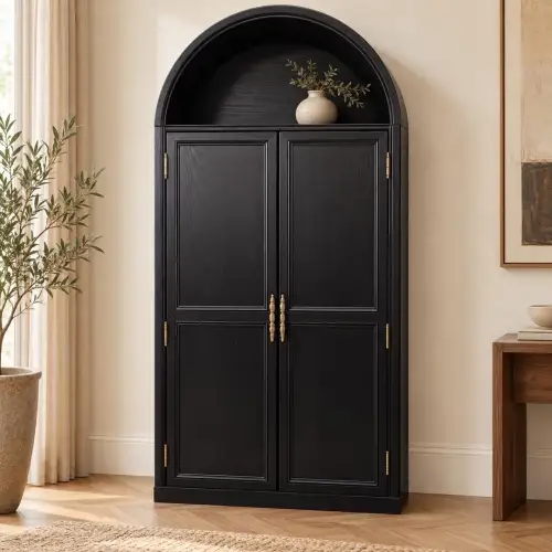 ARMOIRE DE RANGEMENT 2 BATTANTS EN ARQUENOIR QTYG029