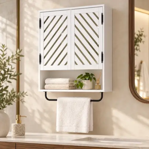 ARMOIRE DE RANGEMENT MURAL BLANC QYBG088