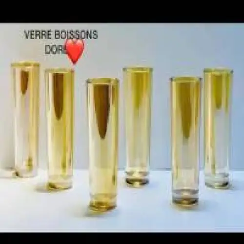 Paquet de 6 tasses en verre dorées